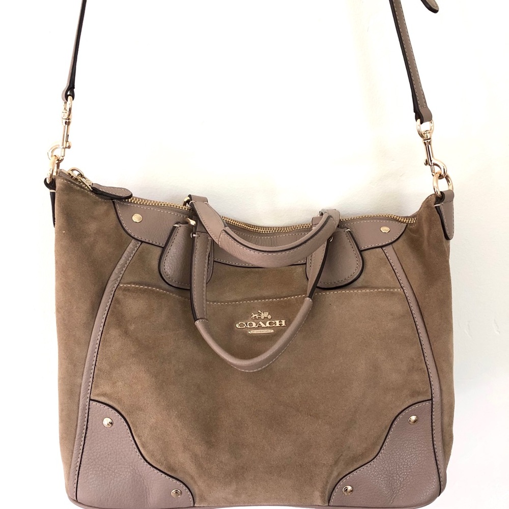 Coach tan suede handbag